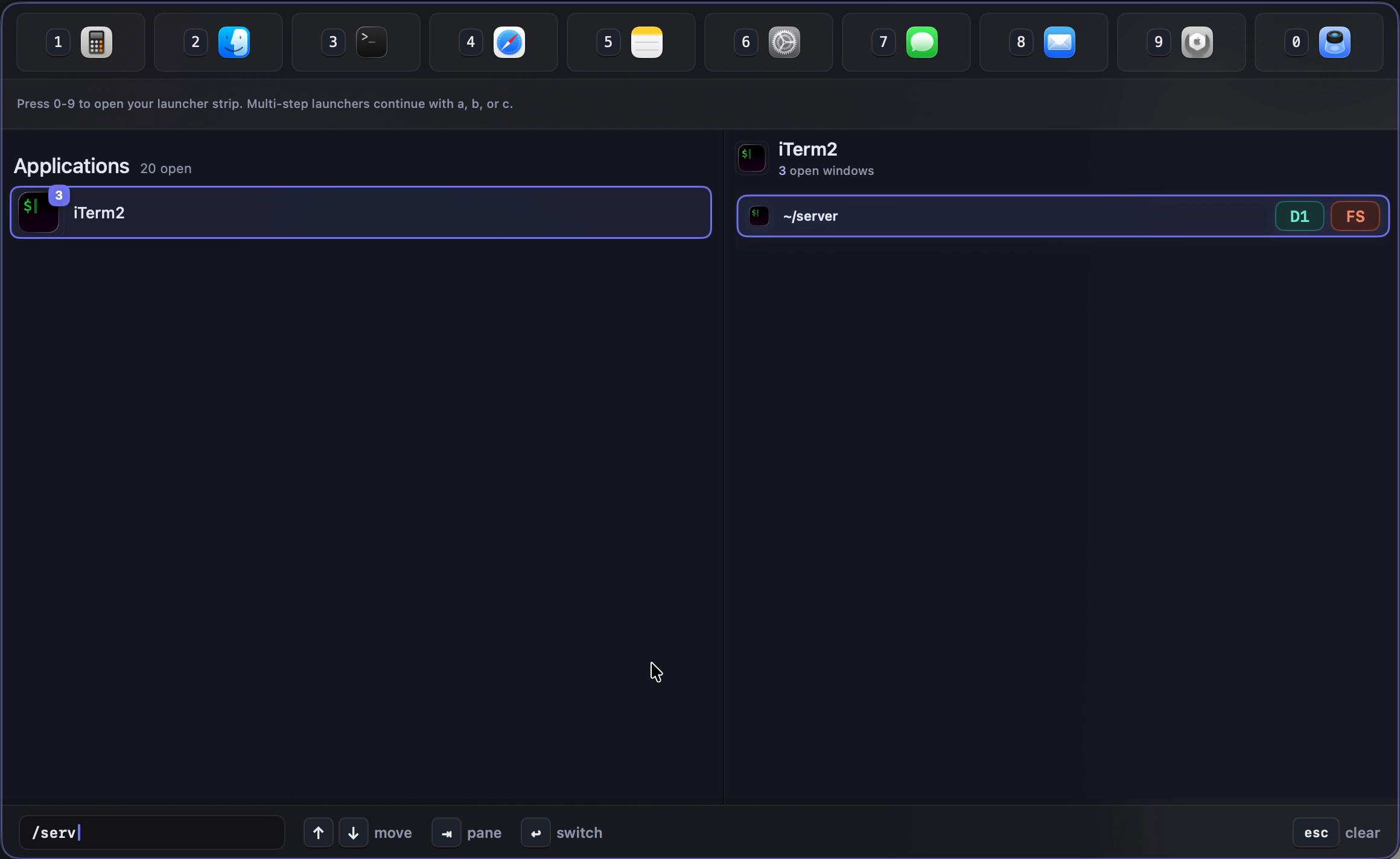 SwiftSwitch search mode filtering apps and windows as you type